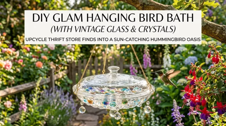 DIY Glam Hanging Bird Bath (With Vintage Glass & Crystals)