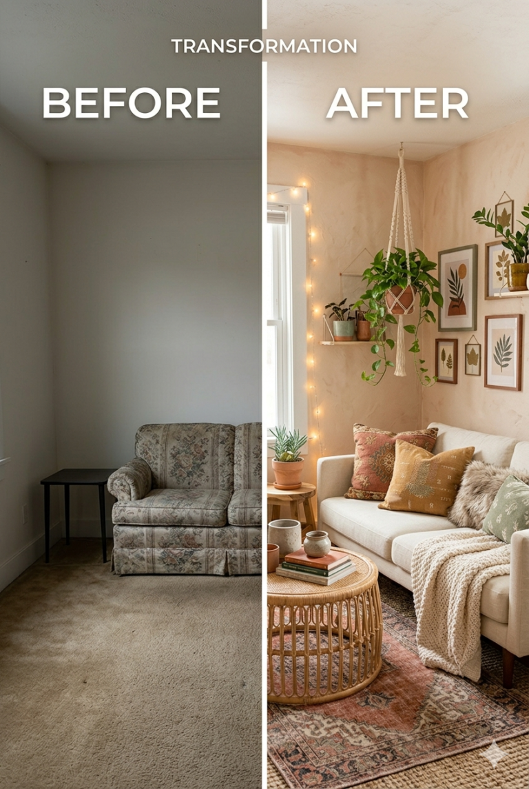 Small Boho Living Room Transformation