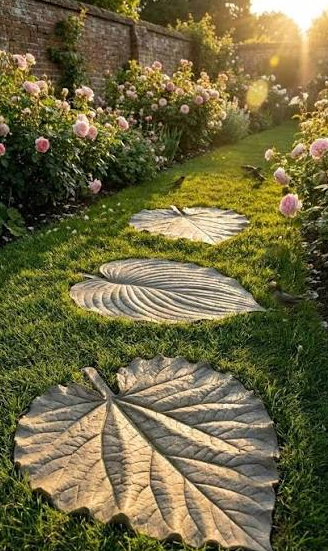 How to Make DIY Leaf-Imprint Concrete Stepping Stones for Your Garden Path